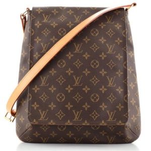 Large Louis Vuitton Shoulder Musette Salsa Brown Monogram Canvas Cross Body
